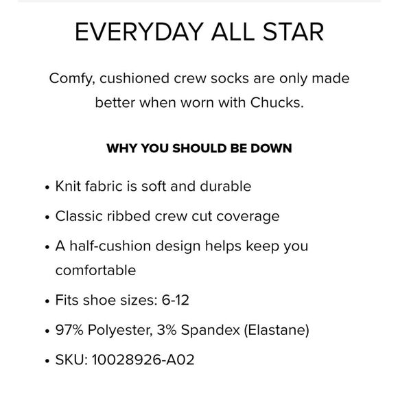 Converse 3-PK Everyday All-Star Half Cushion Crew Sock - Picture 3 of 6
